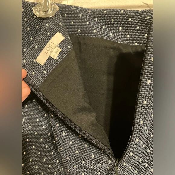 Ann Taylor LOFT Navy Blue white Polka Dot Straight Pencil Skirt 6P - Picture 10 of 11